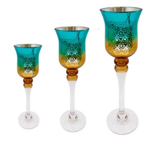 TRIO TAÇA PAVÃO DE VIDRO